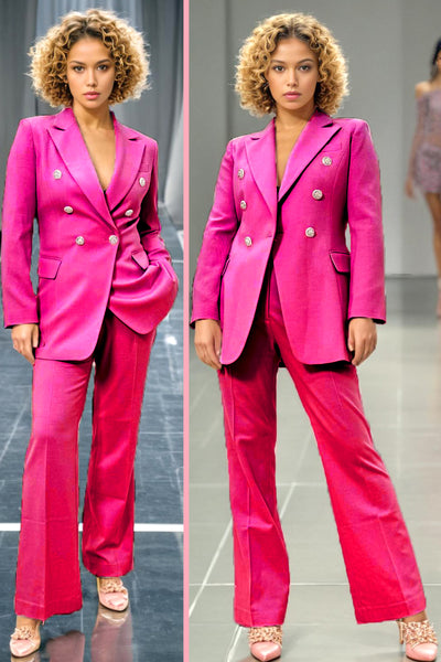 A94096 DOUBLE BREASTED BLAZER SET (PURP, PINK, LIGHT PINK)