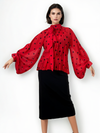 C3395 POLKA DOT PLEATED TOP (WHT, RED)