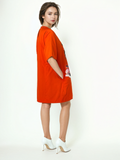 S30161 ROSE APPLIQUE DRESS (WHT, ORANGE)