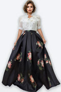 X8001 SUPER LONG PRINT SKIRT (BLK, BEIGE)