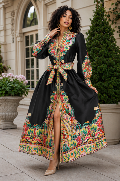 TL0015A MAJESTIC GARDEN MIKADO MAXI DRESS