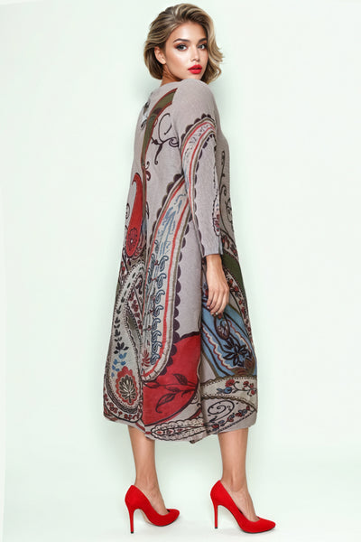 N2502 PAISLEY PRINT CRINKLED DRESS