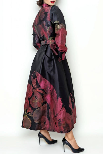 W86971 BUTTON DOWN HIGH NECK DRESS