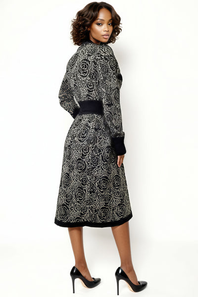 LS65059 V NECK MIDI SWEATER DRESS