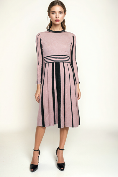 F2048 DRESS (PINK, NAVY)