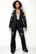 GF1198 FITTED FLORAL JACKET / PANT SET
