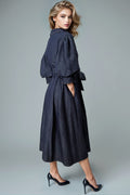 W5152B PUFF SLEEVE DENIM DRESS