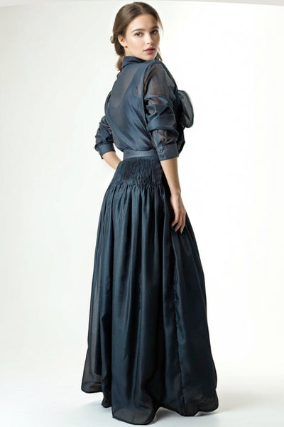W5947 TIE NECK TOP / SKIRT SET