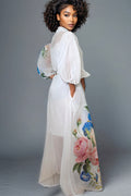 A95012 SHEER FLORAL BUTTON DOWN DRESS