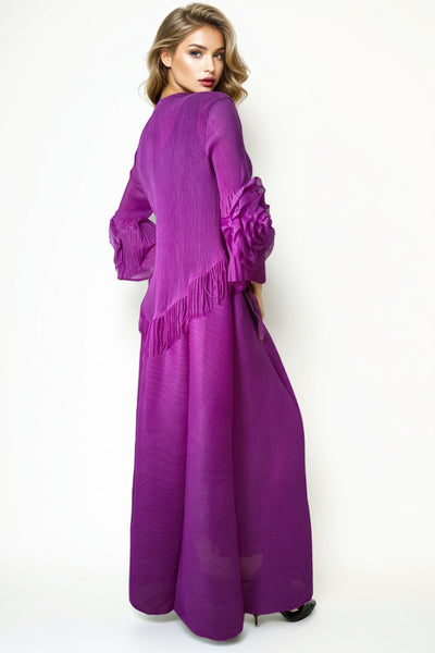 NY0020 CRINKLED FRINGE DRESS