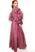 X7868 RUFFLE PUFF SLEEVE MAXI DRESS