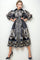 W5152B PUFF SLEEVE PAISLEY PRINT DRESS