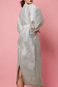 W3236 ROSE PRINT PUFF SLEEVE DRESS