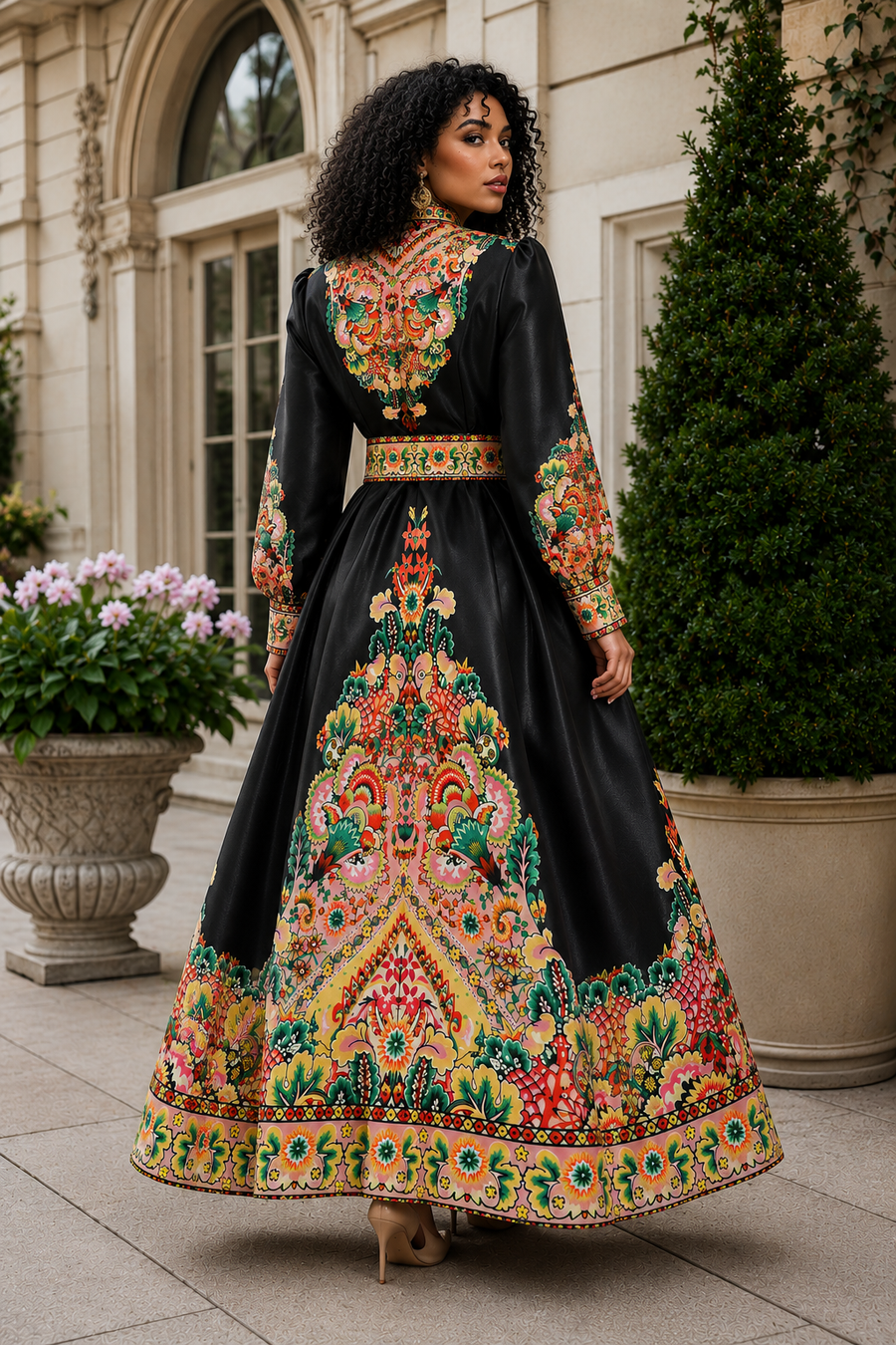 TL0015A MAJESTIC GARDEN MIKADO MAXI DRESS