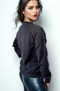 SK21124 STUDDED SHOLDER SWEATER
