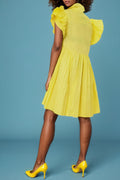T139022 LAYERED SLEEVE PLEATED DRESS
