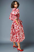 W5152R PUFF SLEEVE MIDI DRESS
