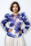 T8872 PUFF SLEEVE TOP (PINK, GRN, BLUE)