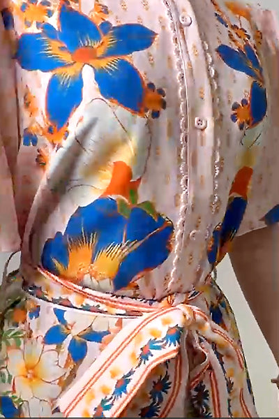 A95006 FLORAL PUFF SLEEVE DRESS