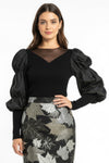 T2166 GATHERED LONG SLEEVE RIBBED TOP