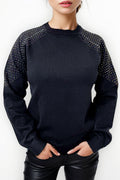 SK21124 STUDDED SHOLDER SWEATER
