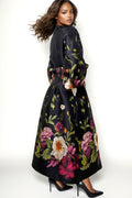 A95116 FLORAL PUFF SLEEVE DRESS
