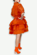 CH0047 DRESS (WHT, ORANGE)