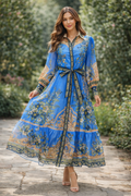 A95036 SCARF PRINT ORGANZA SHIRT DRESS