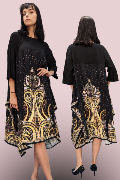 A93109 HALF SLEEVE SCARF DRESS