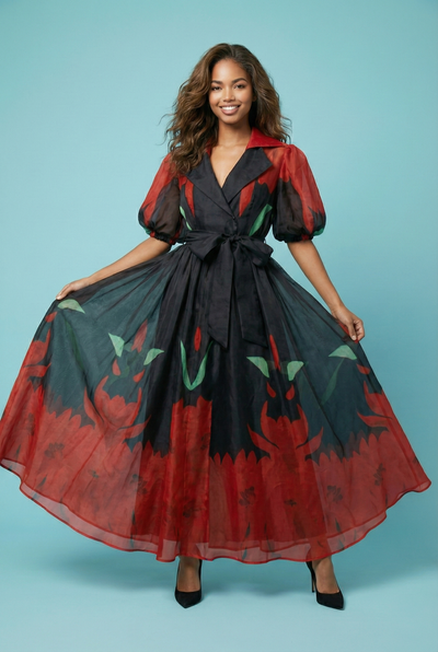 A9511A FLARE FLORAL MAXI DRESS