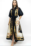 A95138 CHAIN PRINT PUFF SLEEVE MAXI DRESS