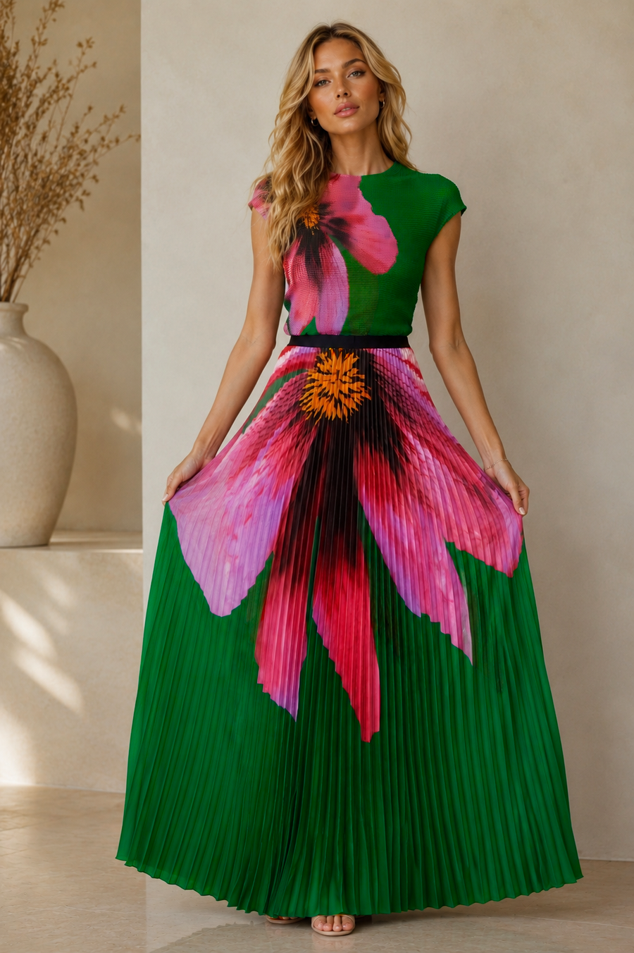 HX0004/HX0005 WILDFLOWER ELEGANT PLEATED SKIRT SET