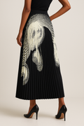 X7793B ABSTRACT PRINT PLEATED SKIRT