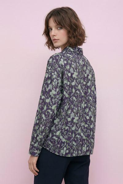 T2615 FLORAL PRINT HI-LO DRAWSTRING TOP