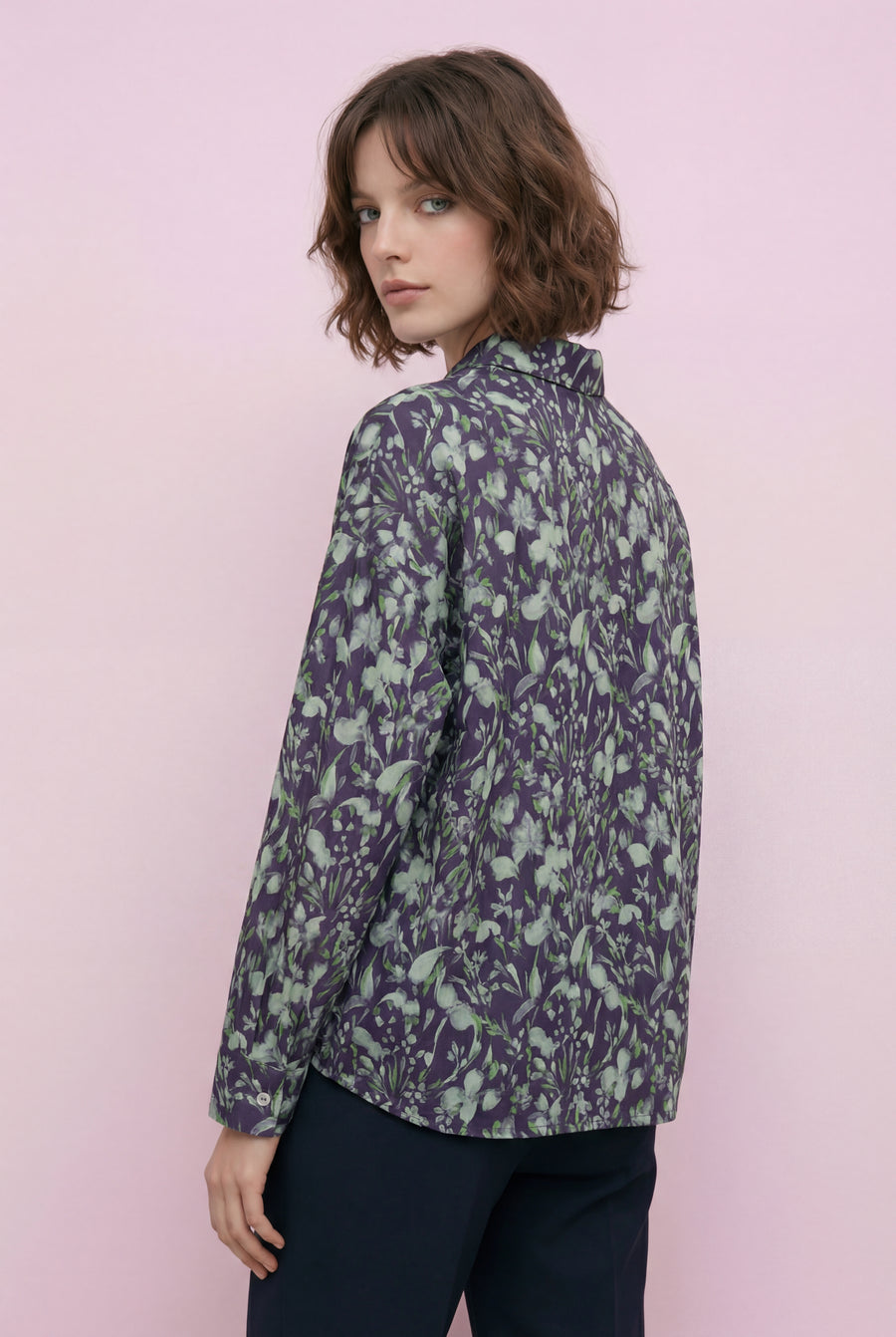 T2615 FLORAL PRINT HI-LO DRAWSTRING TOP