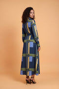 B1100 COLORBLOCK MAXI SHIRT DRESS