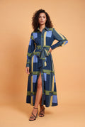 B1100 COLORBLOCK MAXI SHIRT DRESS