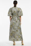 A95137 BROCADE BUTTON DOWN MAXI DRESS