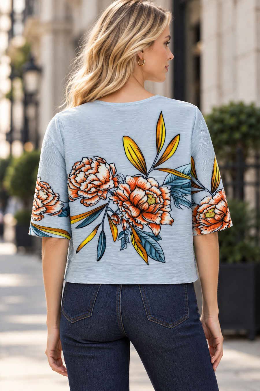 NY0097 FLORAL CRINKLE TOP