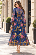 GF17880 FLORAL PRINT SHIRT MAXI DRESS