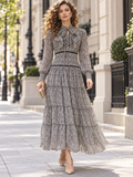 E1016 RUFFLED TIERED MAXI DRESS (BLK, GRN)