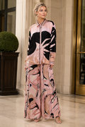 A96015A SCARF PRINT COLLAR PANT SET