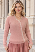 FL2008 BOTTON FRONT V NECK SWEATER (PINK, BLUE)