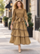 T1630 LACE TRIM TIERED MIDI DRESS (BLK, CAMEL)