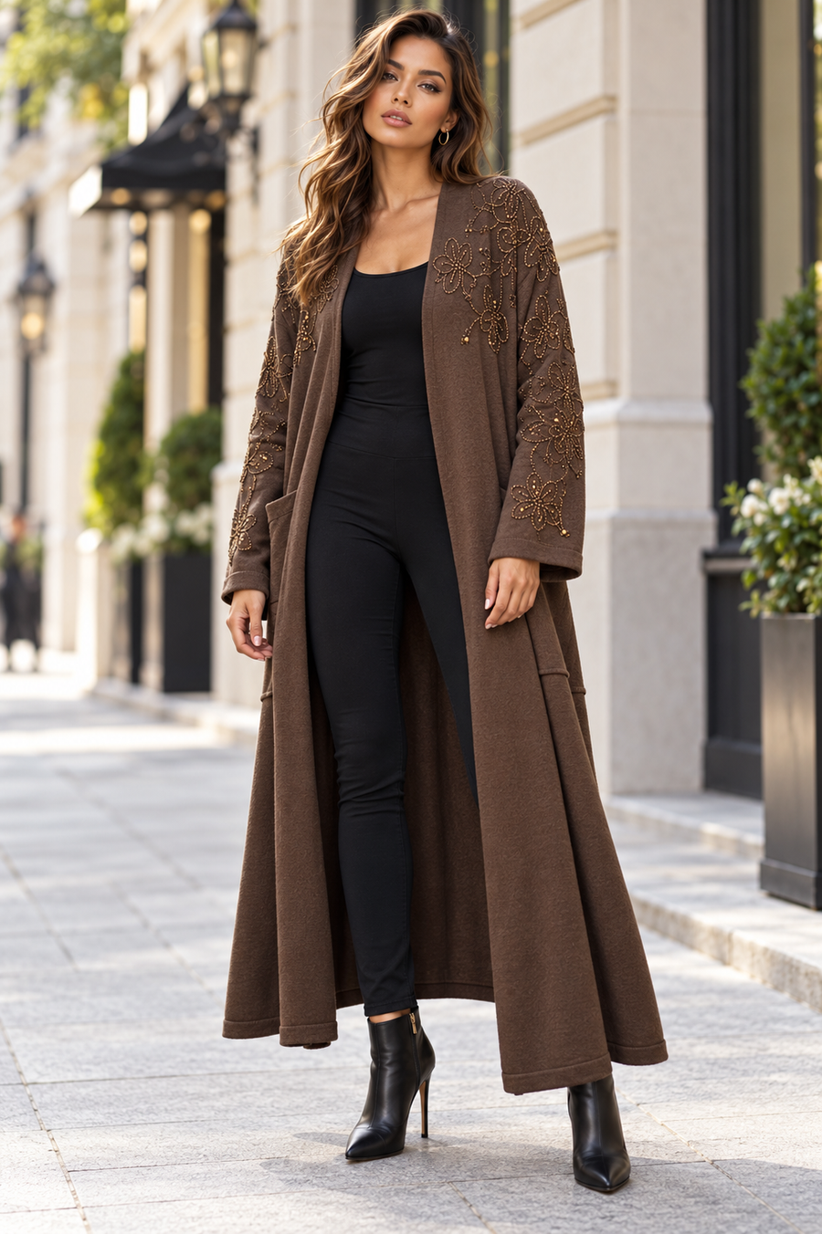 JK258 COZY BEADED SWEATER DUSTER