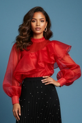C3549 VOLUMINOUS RUFFLE ORGANZA TOP