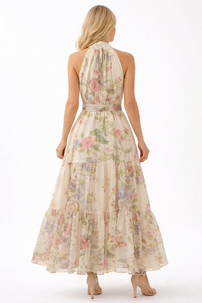 C3567 TIERED HALTERED MAXI DRESS