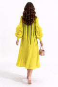 NY0062 RUFFLE SLEEVE STRIPE ART CRINKLE  DRESS