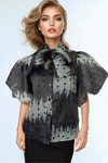 CH0115 TIE NECK POLKA DOT TOP