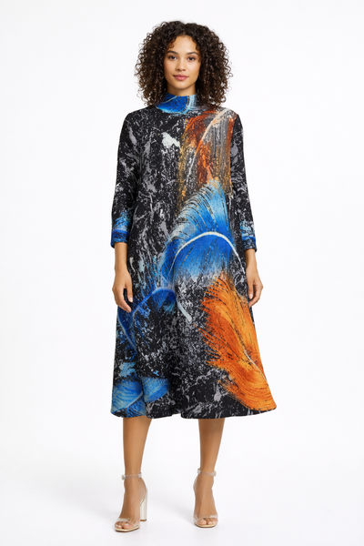 N2449 FEATHER GALACTAL CRINKLE DRESS